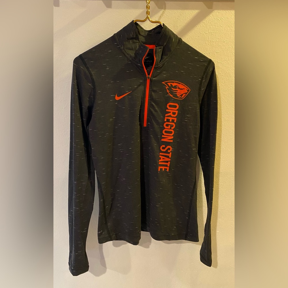 NIKE Dri-Fit Oregon State gray long sleeve 3/4” zip, women S